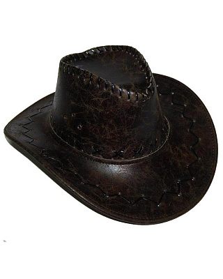Шляпа Ковбоя потертая кожа (коричневая)