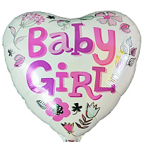 Воздушные шарики|Шары фольгированные|Сердца|Шар фольга 18" Сердечко Baby Girl