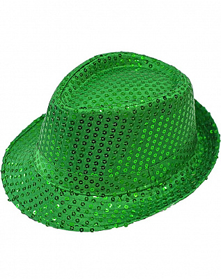 Шляпа Твист в пайетках зеленая