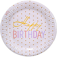 Тарілки Happy Birthday горошок 10 шт