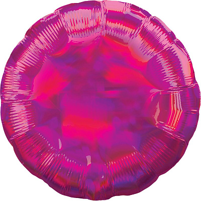 Куля фольгована коло 19" голографічна рожева
