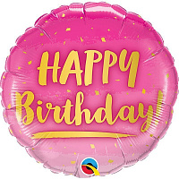 Воздушные шарики|Тематические шары|Детский День рождения|Шар фольга 46см HB розовый
