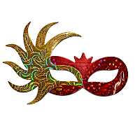 Товары для праздника|Маски карнавальные|Венецианские маски|Маска картон (красно-золотая)