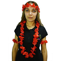 Тематические вечеринки|Гавайская вечеринка|Гавайские костюмы и аксессуары|Набор Какаду 3в1 (красный)