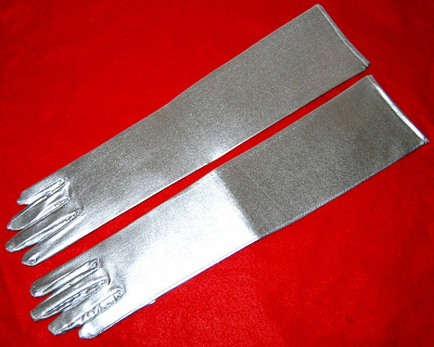 Рукавички довгі латекс срібло