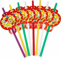 Тематические вечеринки|Праздник с клоунами|Сервировка стола|Трубочки праздничные Клоун с шарами 8
