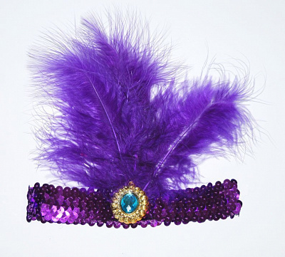 Повязка с перьями фиолетовая