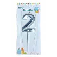 Свічка цифра грані на списі 2 срібна