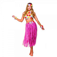 Тематические вечеринки|Гавайская вечеринка|Гавайские костюмы и аксессуары|Гавайский костюм с длинной юбкой (розовый)