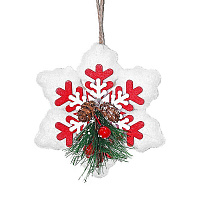 Свята |Новогодние украшения|Ялинкові прикраси |Прикраса новорічна Сніжинка (біло-червона)