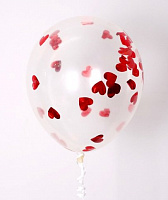 Воздушные шарики|Шары с гелием|Латексные шары|Шар с конфетти сердца (красные)