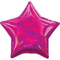 Воздушные шарики|Шары фольгированные|Звезды|Шар фольга 19" Звезда голографическая розовая