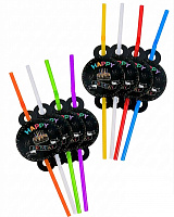 Трубочки Happy Birthday торт неон 8 шт