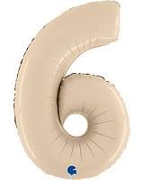 Шар цифра 6 фольга 90см Slim (мат пудровая) Шар цифра 6 фольга 90см Slim (мат пудровая)