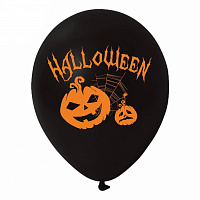 Праздники|Halloween|Воздушные шары на Хэллоуин|Воздушный шар 30 см Тыква (черно-оранжевая)