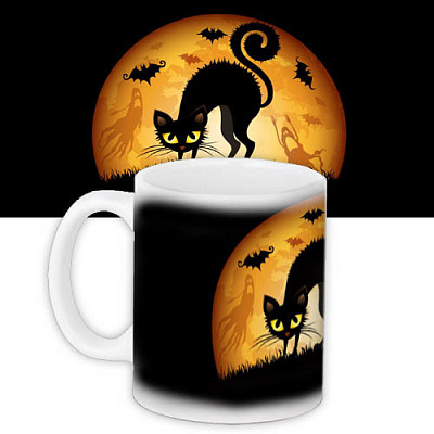 Чашка Чорний кіт Хелловін