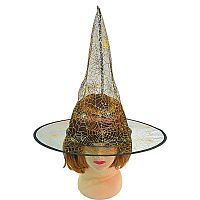 Товары для праздника|Карнавальные шляпы|Шляпа ведьмы|Шляпка Ведьмы паутина (золотая)
