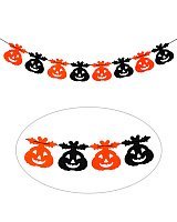 Гірлянда Гарбузи з листочками чорно-помаранчева (ф