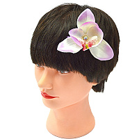 Тематические вечеринки|Гавайская вечеринка|Цветок в волосы Орхидея (бело-лиловая)