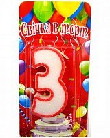 Свічка цифра 3 для вечірки Свічка цифра 3 для вечірки