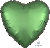 Воздушные шарики|Шары фольгированные|Сердца|Шар фольга 18" Сердце сатин зеленое