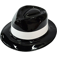 Товары для праздника|Карнавальные шляпы|Котелки и цилиндры|Шляпа Гангстерская пластик (Черная)