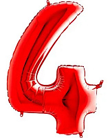 Шар цифра 4 фольга 90см люкс (красная) Шар цифра 4 фольга 90см люкс (красная)