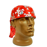 Тематические вечеринки|Пиратская вечеринка|Шляпы пиратские. Головные уборы пирата|Бандана красная с черепами (серебро)