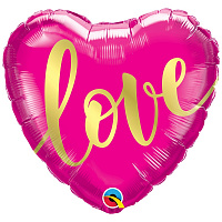 Воздушные шарики|Тематические шары|Романтические шары|Шар фольга 45см Сердце розовое love