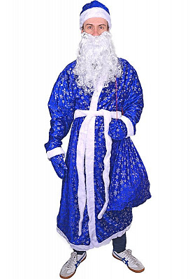 Костюм Деда Мороза снежинка (синий) Люкс
