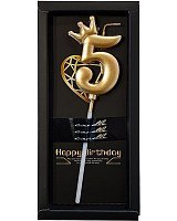 Свічка цифра з короною 5 (золота)