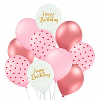 Набор шаров Happy Birthday розовый (10 шт)