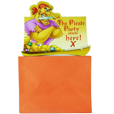 Пригласительные Пиратский клад с конвертами 6 шт