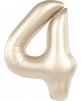 Шар цифра 4 фольга 90см Slimс (белое золото) Шар цифра 4 фольга 90см Slimс (белое золото)