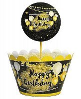 Топпери для кексів HB (чорно-золоті) 6 од