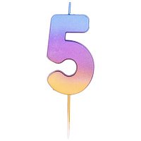 Свічка цифра на піці 5 (веселка)