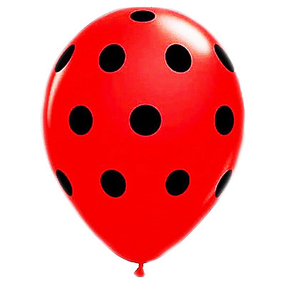 Воздушный шарик Горошек красно-черный 14"