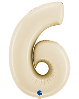 Шар цифра 6 фольга 66см люкс (кремовая) Шар цифра 6 фольга 66см люкс (кремовая)