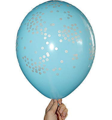 Воздушный шарик голубой Конфетти 14"
