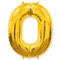 Повітряні кульки|Цифры|Золоті|Куля цифра 0 фольгована люкс 66 см (золото)