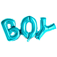 День Рождения|Новорожденным|Для мальчиков|Надпись фольга boy (голубая)
