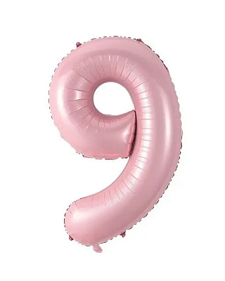 Шар цифра 9 фольга 66см (розовая)