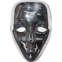 Свята |Halloween|Маски на Хелловін|Маска обличчя металік (срібло)