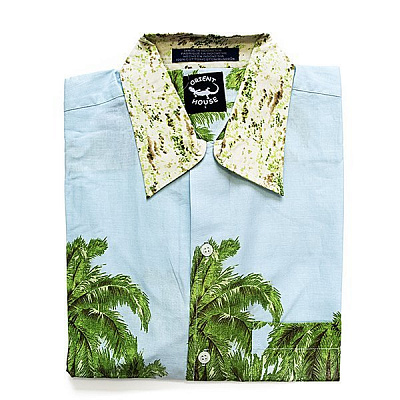 Гавайская рубашка Пальмы (голубая) M