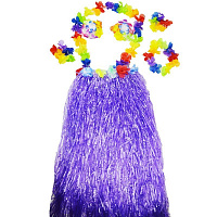 Тематические вечеринки|Гавайская вечеринка|Гавайские костюмы и аксессуары|Гавайский костюм с длинной юбкой (фиолетовый)