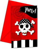 День Народження|Пираты|Аксесуари|Запрошення Череп пірата 6 од (рос)