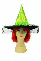 Товары для праздника|Карнавальные шляпы|Шляпа ведьмы|Шляпа ведьмы атлас (салатовая)