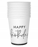 Стаканы Happy Birthday ЧБ 10 шт  Стаканы Happy Birthday ЧБ 10 шт
