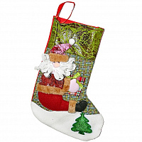 Праздники|Новогодние украшения|Новогодние носки|Носок Дед Мороз с елкой