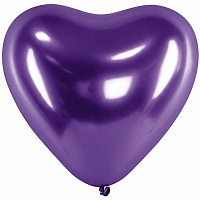 Повітряна куля Серце хром фіолетовий 30 см